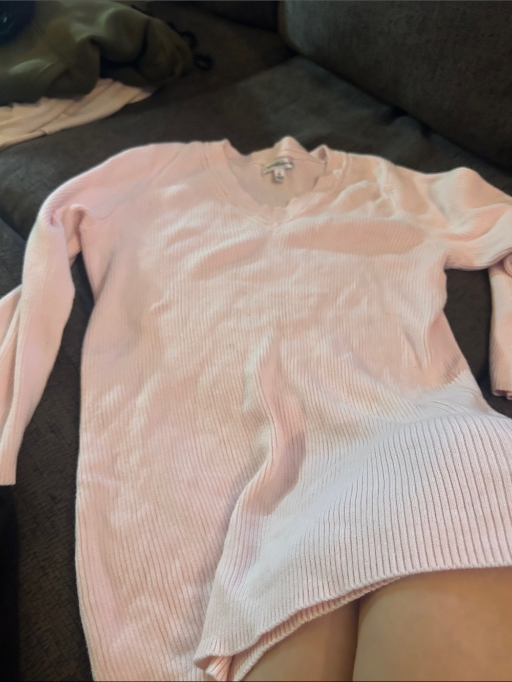 croft & barrow Light Pink V-Neck Ribbed Sweater